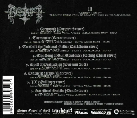 Besatt — Unholy Trinity Part 3 - Unson, back cover