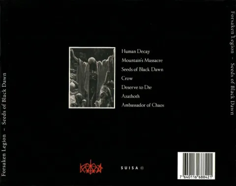 Forsaken Legion — Seeds of Black Dawn, back cover