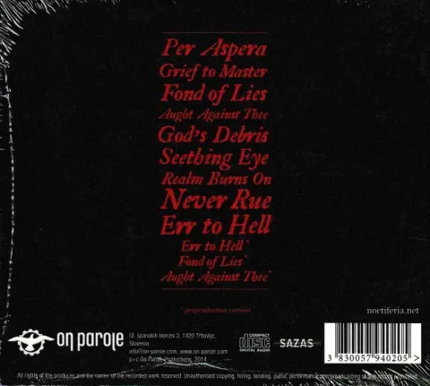 Noctiferia — Per Aspera (Re-release), back cover