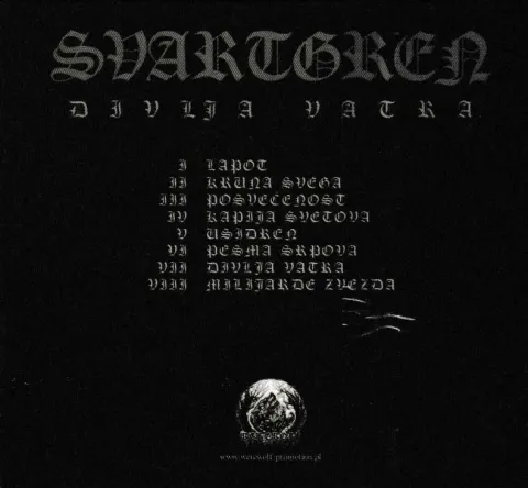 Svartgren — Divlja vatra, back cover